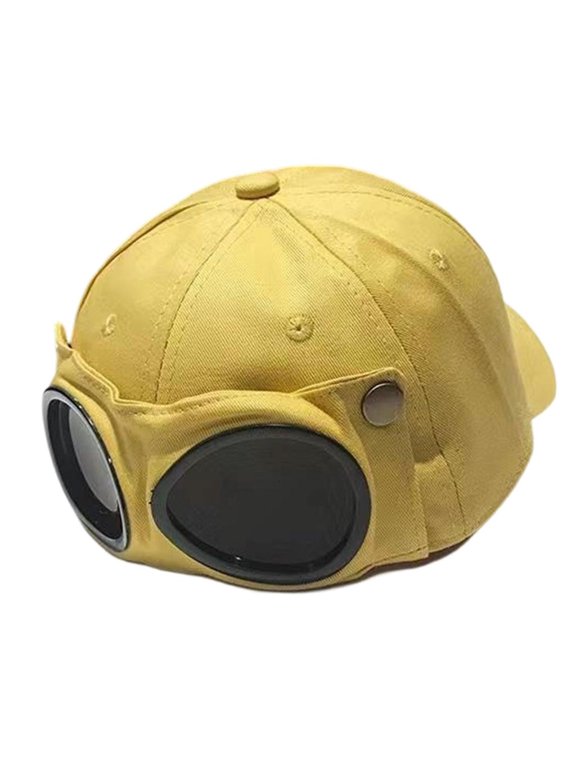 Style Baseball Cap with Integrated Goggles Pilot Goggles Baseball Cap Vintage Goggles Hat Attached Sunglasses