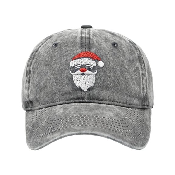 ZELVINN Unisex Christmas Embroidered Baseball Cap with Washed Cotton Finish Santa Front Detail Curved Brim