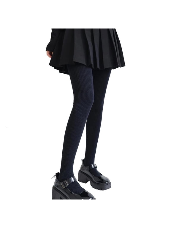 Women's Textured Opaque Footed Tights High Waist Pantyhose Leggings Soft Nylon Pantyhose for Daily Layering, Close Fit H