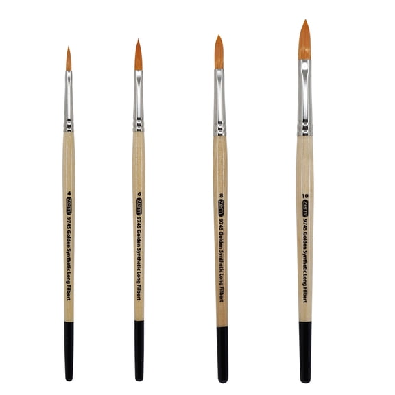 ZEM Brush Mfg AS-10 Student Golden Synthetics Long Filberts Artist Paint Brush Set