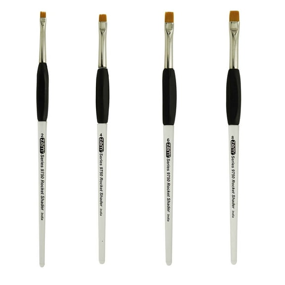 ZEM Brush Mfg AS-170 Rocket Gel Grip Short Shaders - Brights Artist Paint Brush Set