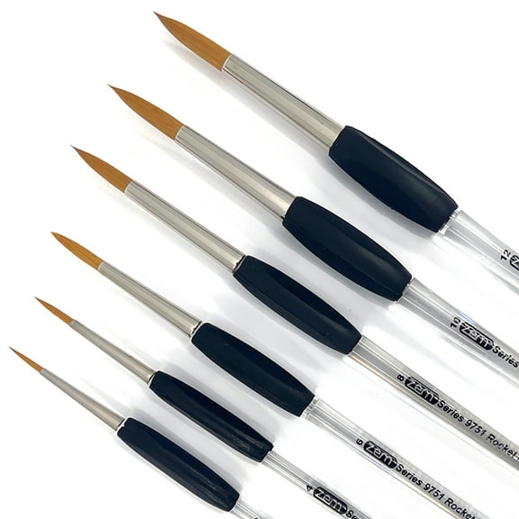 ZEM Brush Mfg AS-171 Rocket Gel Grip Rounds Artist Paint Brush Set