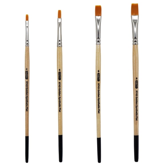 ZEM Brush Mfg AS-2 Student Golden Synthetics Shaders Flat Artist Paint Brush Set