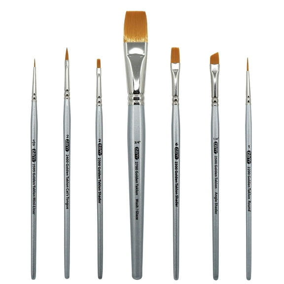 ZEM Brush Mfg AS-35 Golden Taklon Synthetic Combo Artist Paint Brush Set
