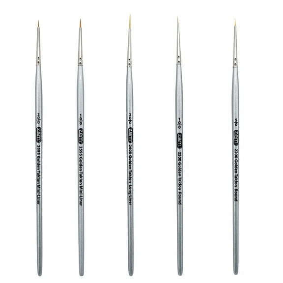 ZEM Brush Mfg AS-36 Golden Taklon Synthetic Mini Detail Artist Paint Brush Set