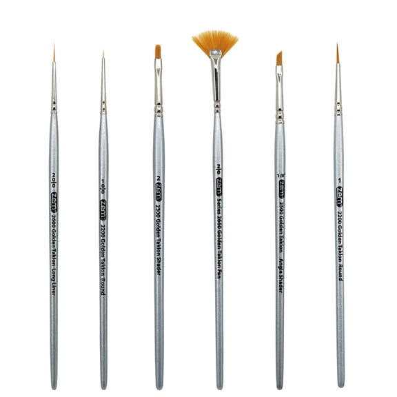 ZEM Brush Mfg AS-37 Golden Taklon Synthetic Mini Detail Artist Brush Set
