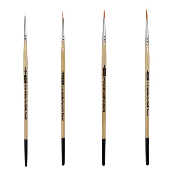 ZEM Brush Mfg AS-4 Student Golden Synthetics Detail Artist Paint Brush Set