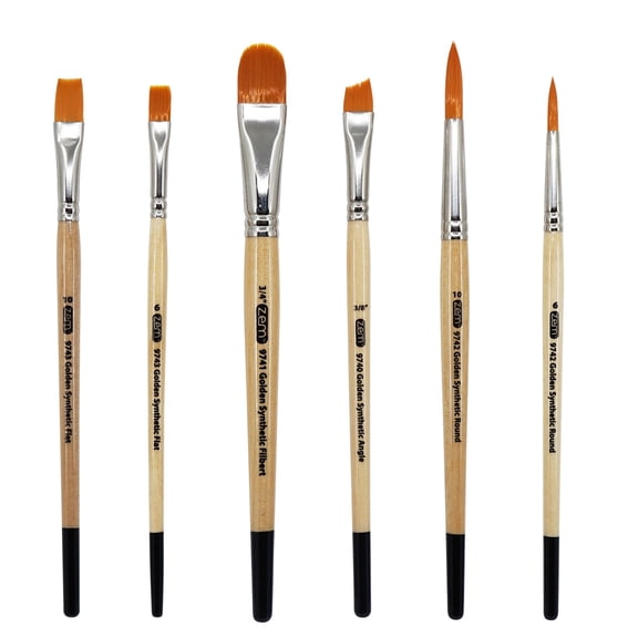 ZEM Brush Mfg AS-9 Student Golden Synthetics Combo Artist Paint Brush Set