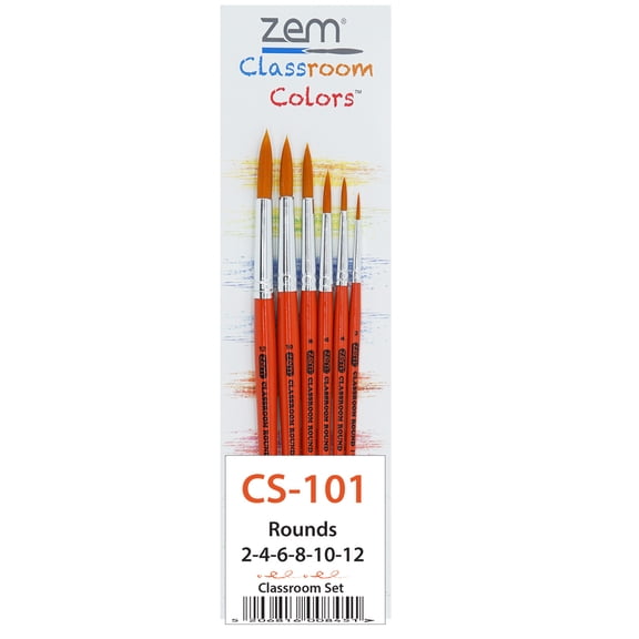 ZEM Brush Mfg CS-101 Classroom Economy Synthetic Rounds Brush Set 6 pcs