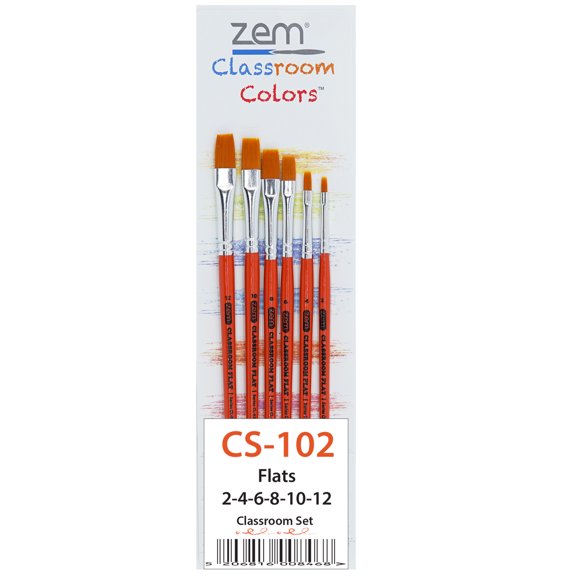 ZEM Brush Mfg CS-102 Classroom Economy Synthetic Flats Brush Set 6 pcs
