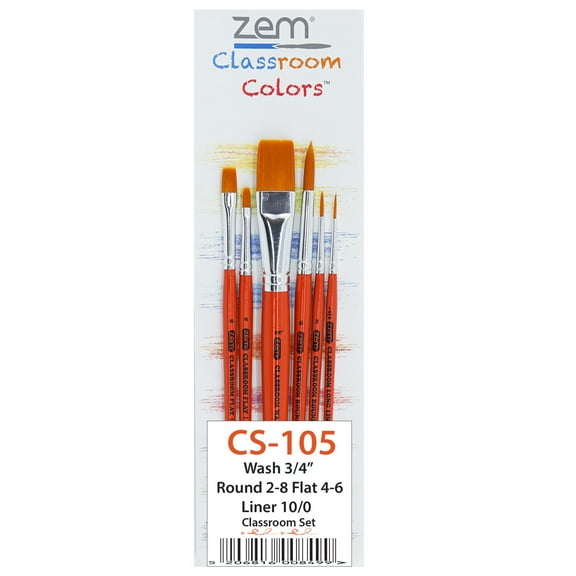 ZEM Brush Mfg CS-105 Classroom Economy Synthetic Combo Brush Set 6 pcs