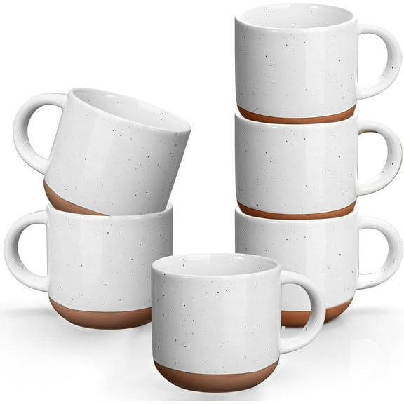 ZEM Ceramic Mini Espresso Cups Set of 6, 5 oz Espresso Mugs with Handle, Porcelain Coffee Mugs Demitasse Cups, White Espresso Cups, Microwave Dishwasher Safe Suit for Espresso Machine