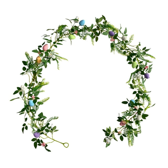 ZEMIKANIOR Easter Eggs Rose Leaves Decorated With Green Interior Window