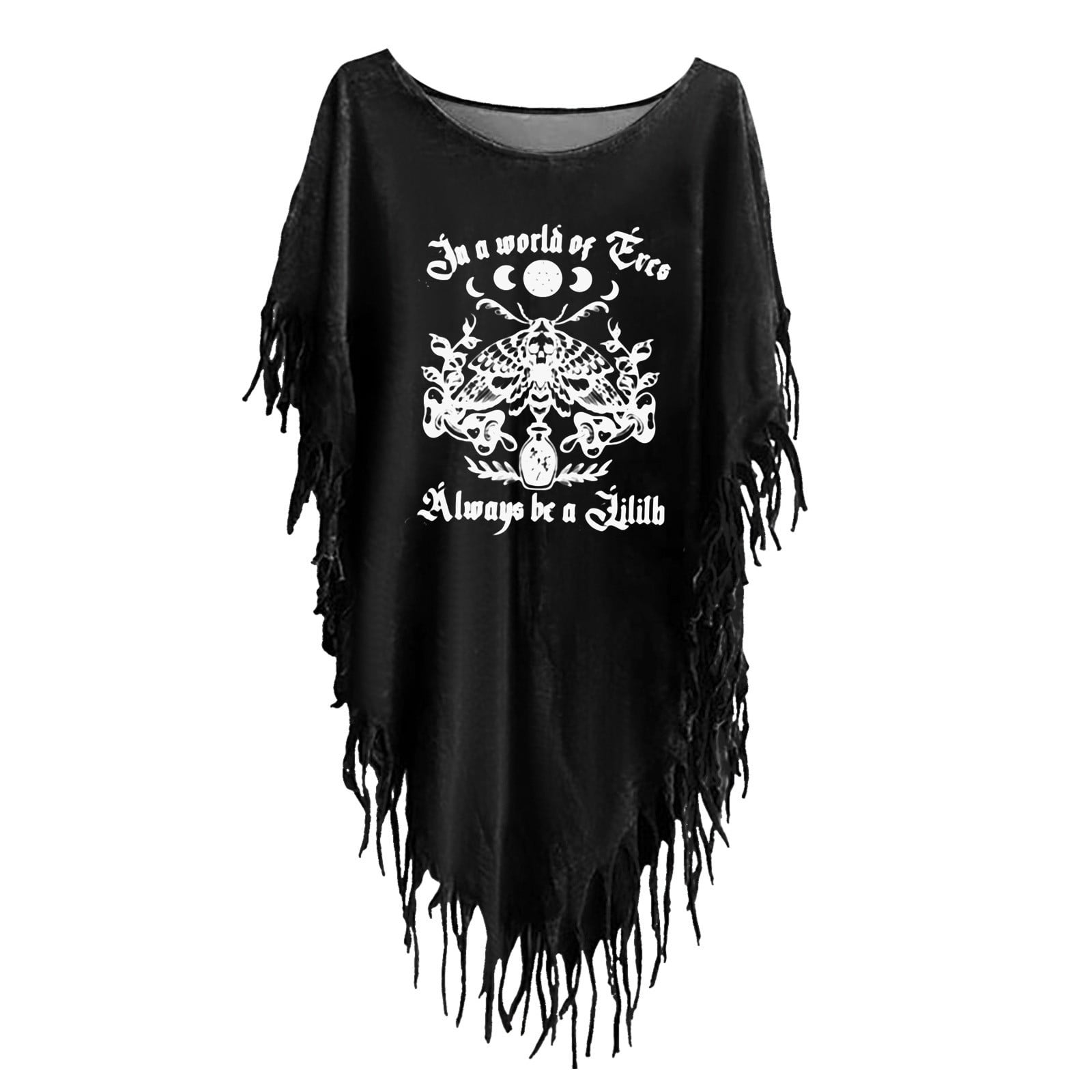ZEMIKANIOR Halloween Costumes 2024 Women's Print Vintage Smock Cape Top