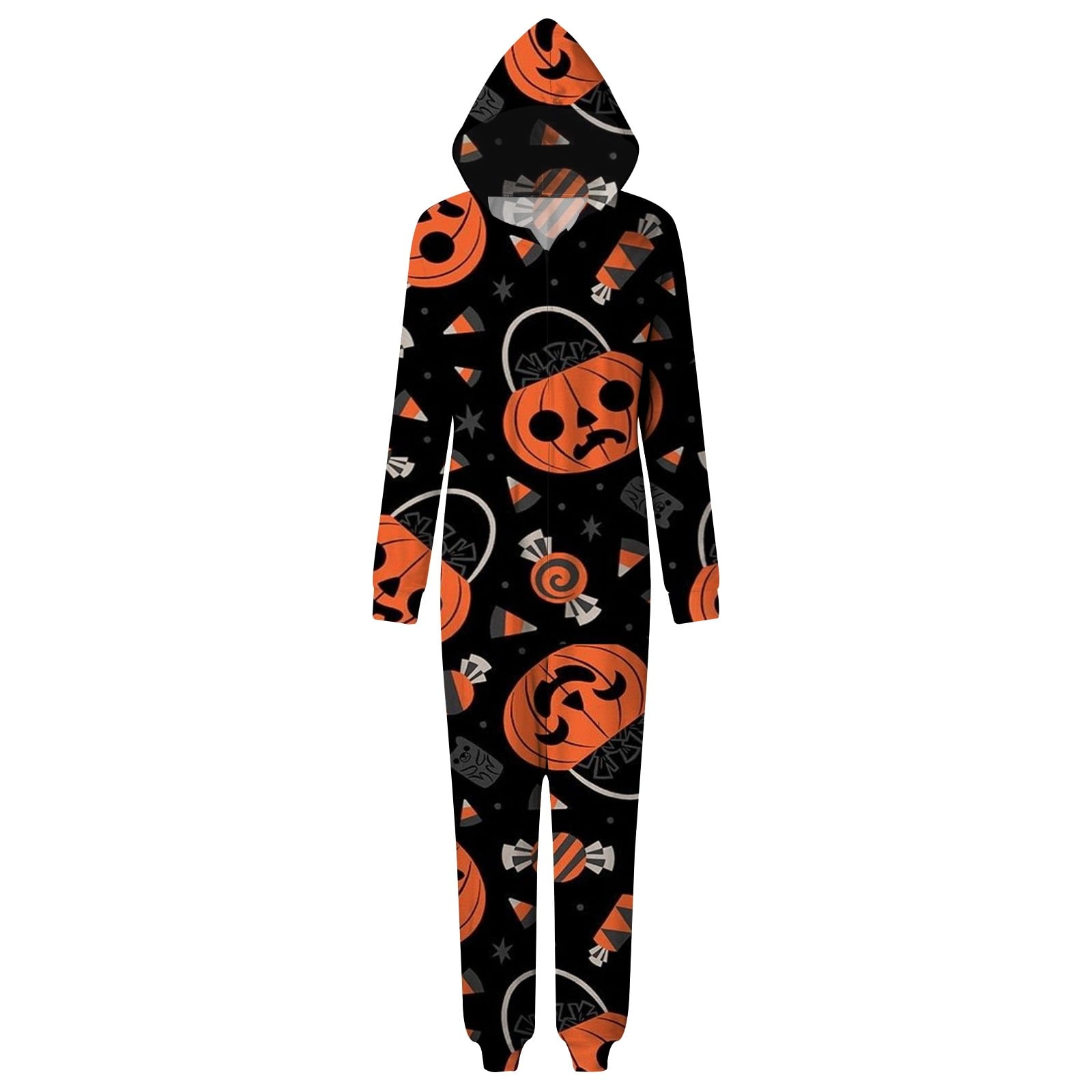 ZEMIKANIOR Halloween Costumes Print Mom's Matching Hooded Jumpsuit