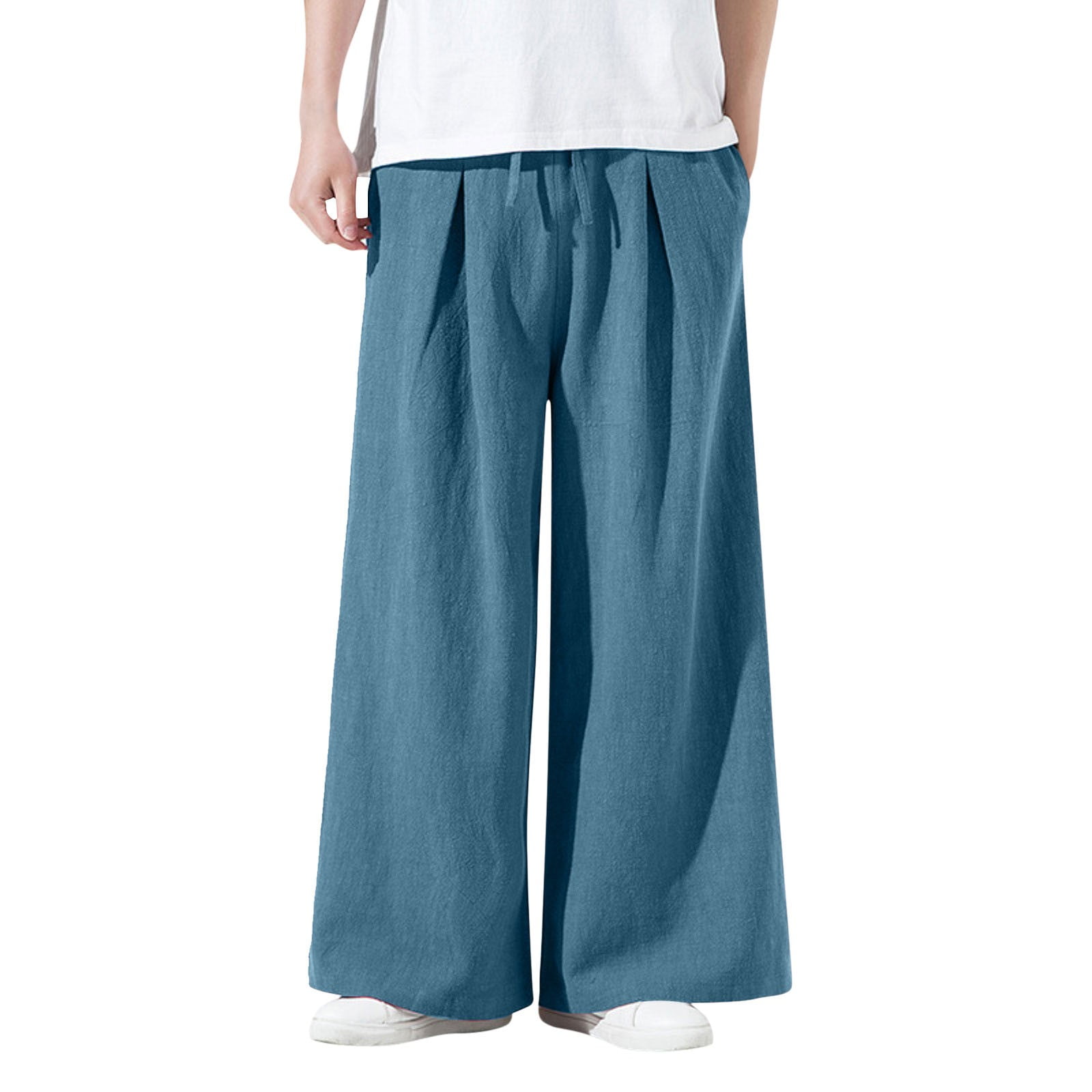 ZEMIKANIOR Mens Work Pants Mens Meditation Trend In The Waist And Pants Casual Loose Straight