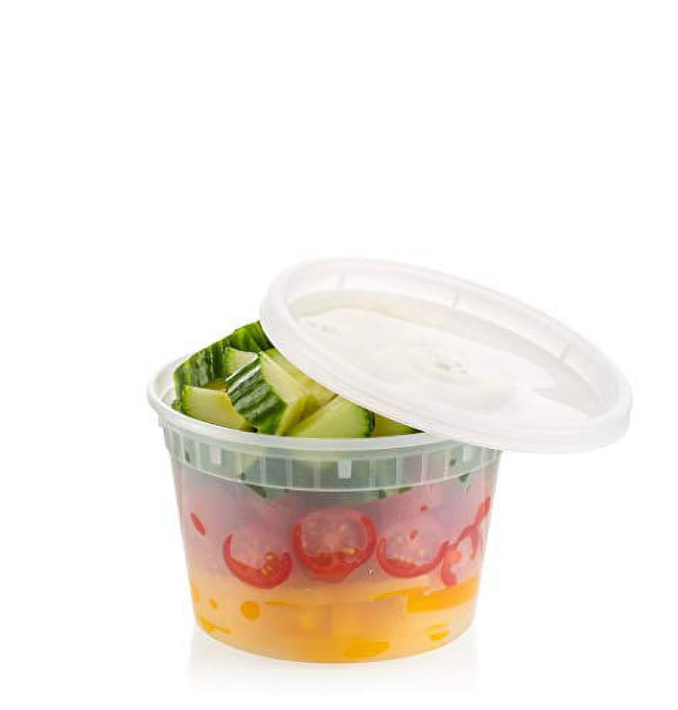 Deli Food Storage Freezer Containers with Leak-Proof Lids - 24 Sets (16 Oz.  - Cl