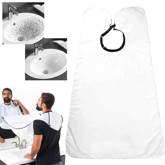 ZEMZYL Beard Apron – Beard Smock Cape Trimming Set, Hair Catcher For Men, Adjustable Neck Strap With Suction Cups, Smooth Fabric, Washable