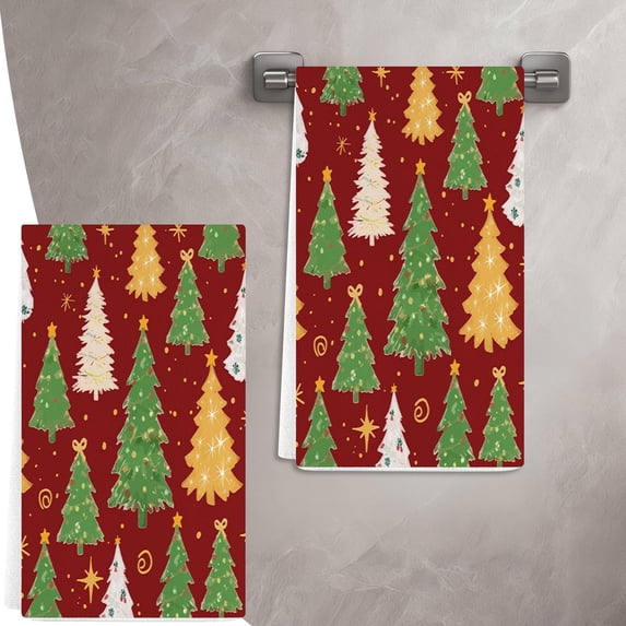 ZEMZYL Hand Towels Christmas Printed Kitchen Towels Absorbent Microfiber Dishwashing Cloth Quick Drying Soft Lint Free Tea Towel for Holiday Home Decor