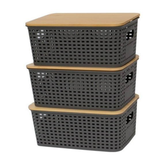 ZEMZYL Plastic Storage Box With Lid Stackable Breathable Hollow Design ...