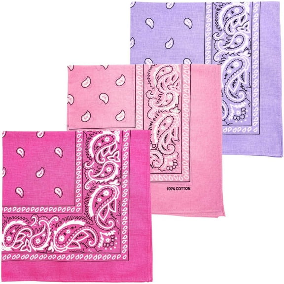 ZEN 3 PCS 100% Cotton Bandana for Men & Women 22" x 22" Paisely Pattern Handkerchief Headband Scarf
