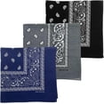 thumbnail image 1 of ZEN 3 PCS 100% Cotton Bandana for Men & Women 22" x 22" Paisely Pattern Handkerchief Headband Scarf, 1 of 9