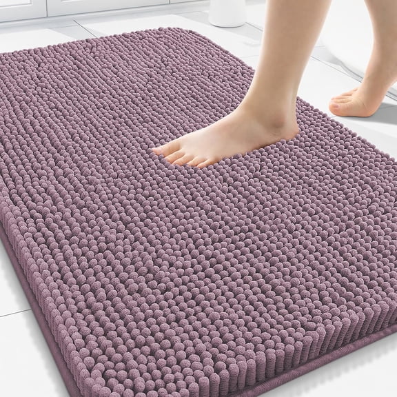 ZEN Bathroom Rugs 30x20, Extra Soft Absorbent Shaggy Chenille Bath Rugs, Machine Washable Rubber Backing Non-Slip Bath Mats for Bathroom Floor Tub and Shower, Home Decor Accessories, Deep Plum