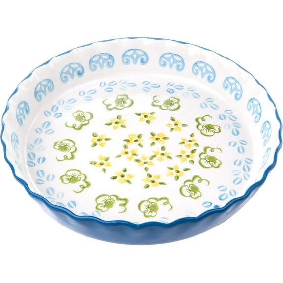 ZEN Ceramic Pie Pan Pie Dish for Oven 10 Inch Pie Plate Round Bakeware (Country Style)