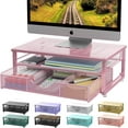 thumbnail image 1 of ZEN Computer Monitor Stand Riser, office organizer with Drawer, Office Organizers Storage for Classroom Office Supplies (Pink), 1 of 13