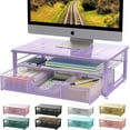 thumbnail image 1 of ZEN Computer Monitor Stand Riser, office organizer with Drawer, Office Organizers Storage for Classroom Office Supplies (Purple), 1 of 13