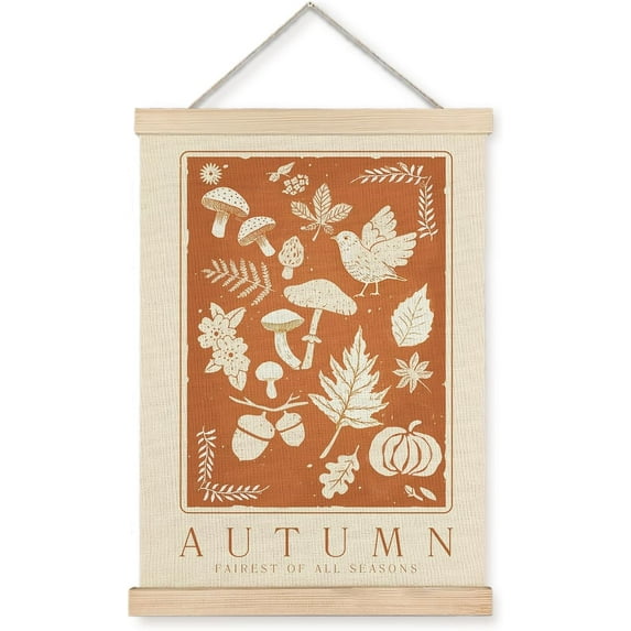 ZEN Fall Wall Decor, Autumn Decor Poster, Neutral Autumn Poster Hanger Frame, Fall Wall Art Posters, Falsl Decorations for Home, Farmhouse Falls Decorations, 16x24 Inches