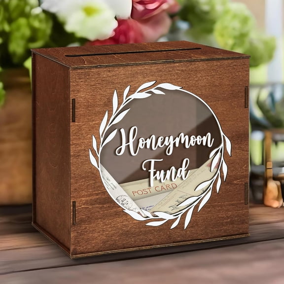 ZEN Honeymoon Fund Box For Wedding - Rustic Wooden Card Box, Honey Moon Funds Box, Elegant Wedding Card Box For Reception, Birthdays, Graduations, Baby And Bridal Showers