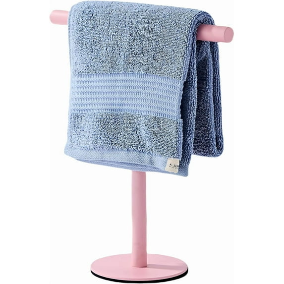 ZEN Pink Bathroom Hand Towel Holder Stand,T-Shape Hand Towel Holder Stand SUS304 Stainless Steel for Bathroom,Kitchen or Vanity Countertop
