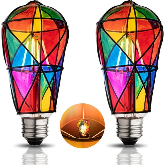 ZEN Stained Glass Light Bulb - Rainbow Painted, Mosaic, Multi-Colored Indoor Decorative Bulb - 4W 120V - Fun Romantic and Unique
