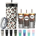 thumbnail image 1 of ZEN Universal Iced Coffee Sleeve - Upgraded Double Wall Reusable Stainless Steel Holder Sleeves Insulator for Cold Drinks Fits Starbucks Dunkin Donuts McDonalds Small Medium Large Cups (Luxy Leopard), 1 of 13