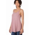 thumbnail image 1 of (ZENANA) Front-Back Reversible (Vneck-ScoopNeck Reversible) Spaghetti Cami Ash rose_Striped M, 1 of 4