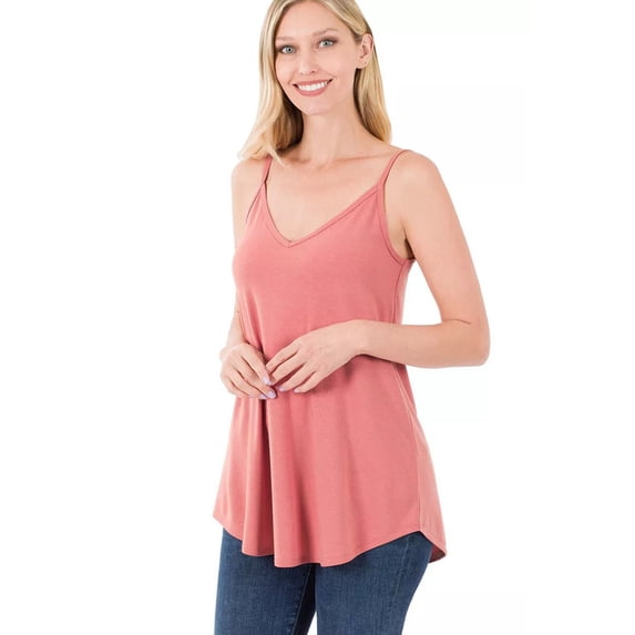 (ZENANA) Front-Back Reversible (Vneck-ScoopNeck Reversible) Spaghetti Cami
