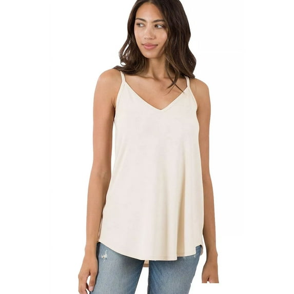 (ZENANA) Front-Back Reversible (Vneck-ScoopNeck Reversible) Spaghetti Cami