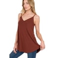 thumbnail image 1 of (ZENANA) Front-Back Reversible (Vneck-ScoopNeck Reversible) Spaghetti Cami Rust/XL, 1 of 4