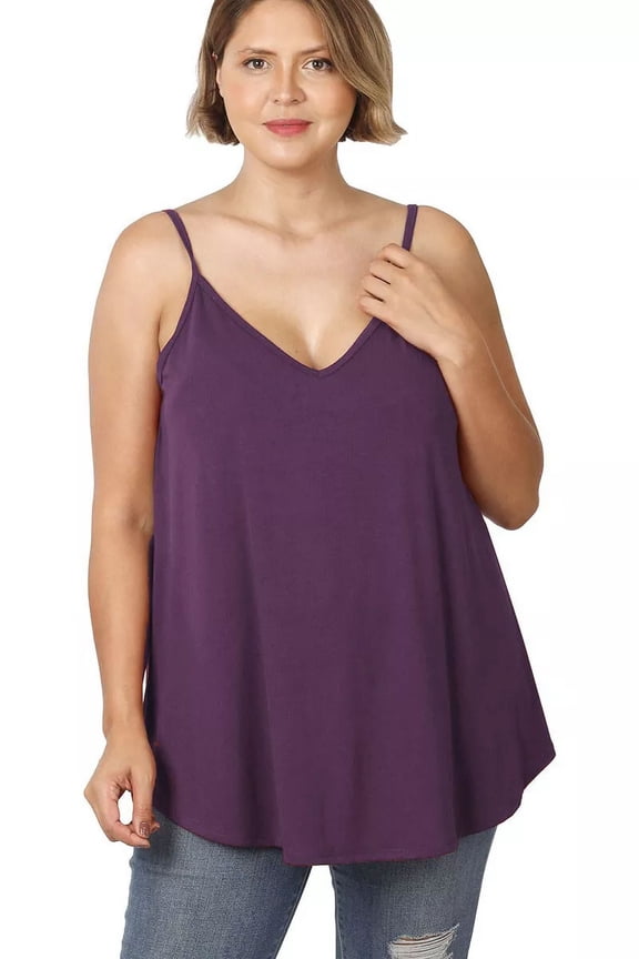 (ZENANA) Front-Back Reversible (Vneck-ScoopNeck Reversible) Spaghetti Cami
