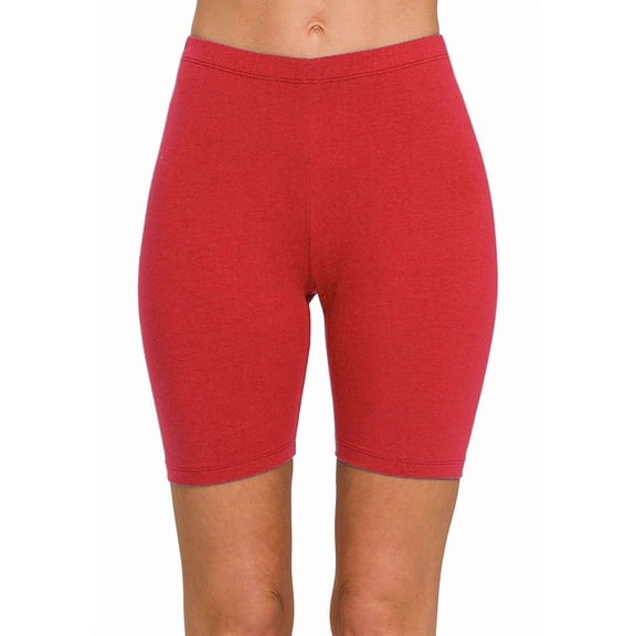 [ZENANA] Premium Cotton Biker Shorts (S-3X) Cotton/Spandex Red S