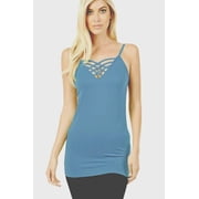 ZENANA Xtra Strappy Criss Cross FrontSpaghetti Strap Tank Top Lattice Seamless Cami