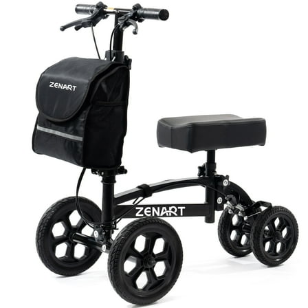 ZENART All-terrain Knee Scooter Foldable Walker for Foot Injuries Adult Crutch Alternative,Black