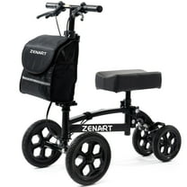 ZENART All-terrain Knee Scooter Foldable Walker for Foot Injuries Adult Crutch Alternative,Black