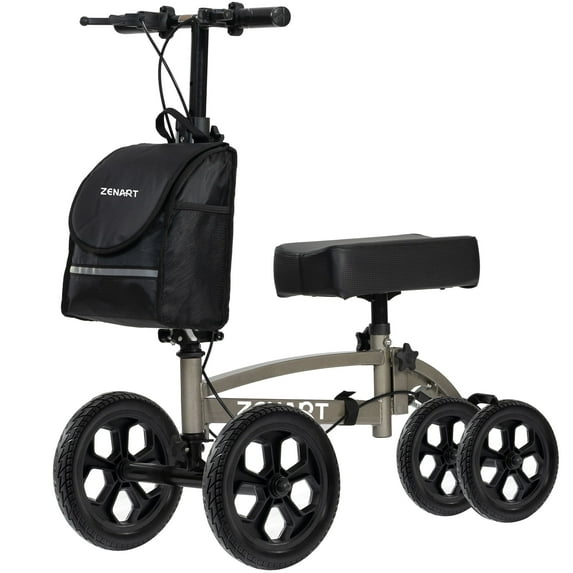 ZENART All-terrain Knee Scooter Foldable Walker for Foot Injuries Adult Crutch Alternative,Champagne