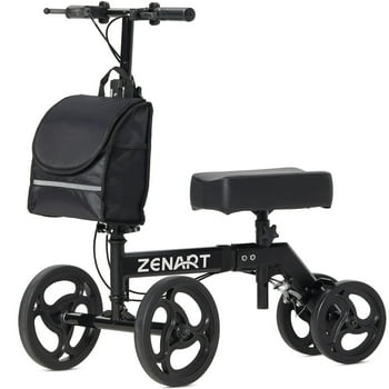 ZENART Foldable Knee Walker, Deluxe Medical Scooter for Foot Surgery Crutches Alternative Black