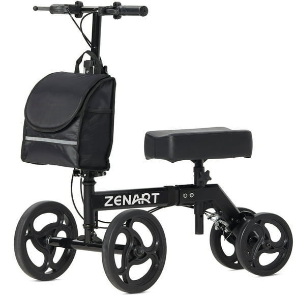 ZENART Foldable Knee Walker, Deluxe Medical Scooter for Foot Surgery Crutches Alternative Black