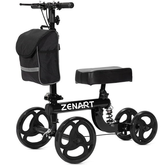 ZENART Steerable Knee Scooter, Deluxe Foldable Walker with 10" Wheel for Foot Injuries, Crutches Alternative