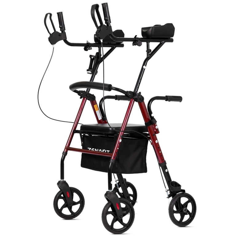ZENART Upright Rollator Walker, Foldable Mobility Aid with Padded