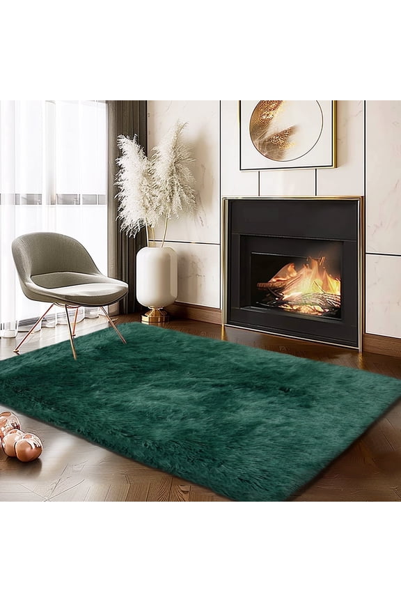 2 x 3 Plush Area Rug for Bedroom Kids Room Nursery Rug for Boys Indoor Soft Carpets Green